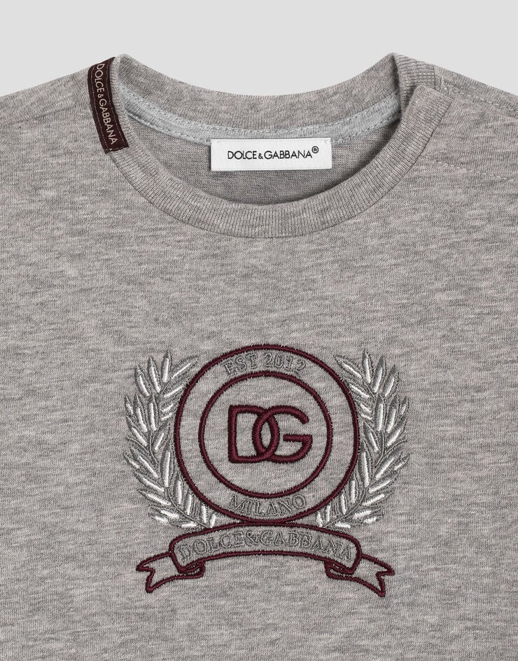 Dolce & Gabbana Jersey t-shirt with embroidery Grey L1JTEYG7PVA