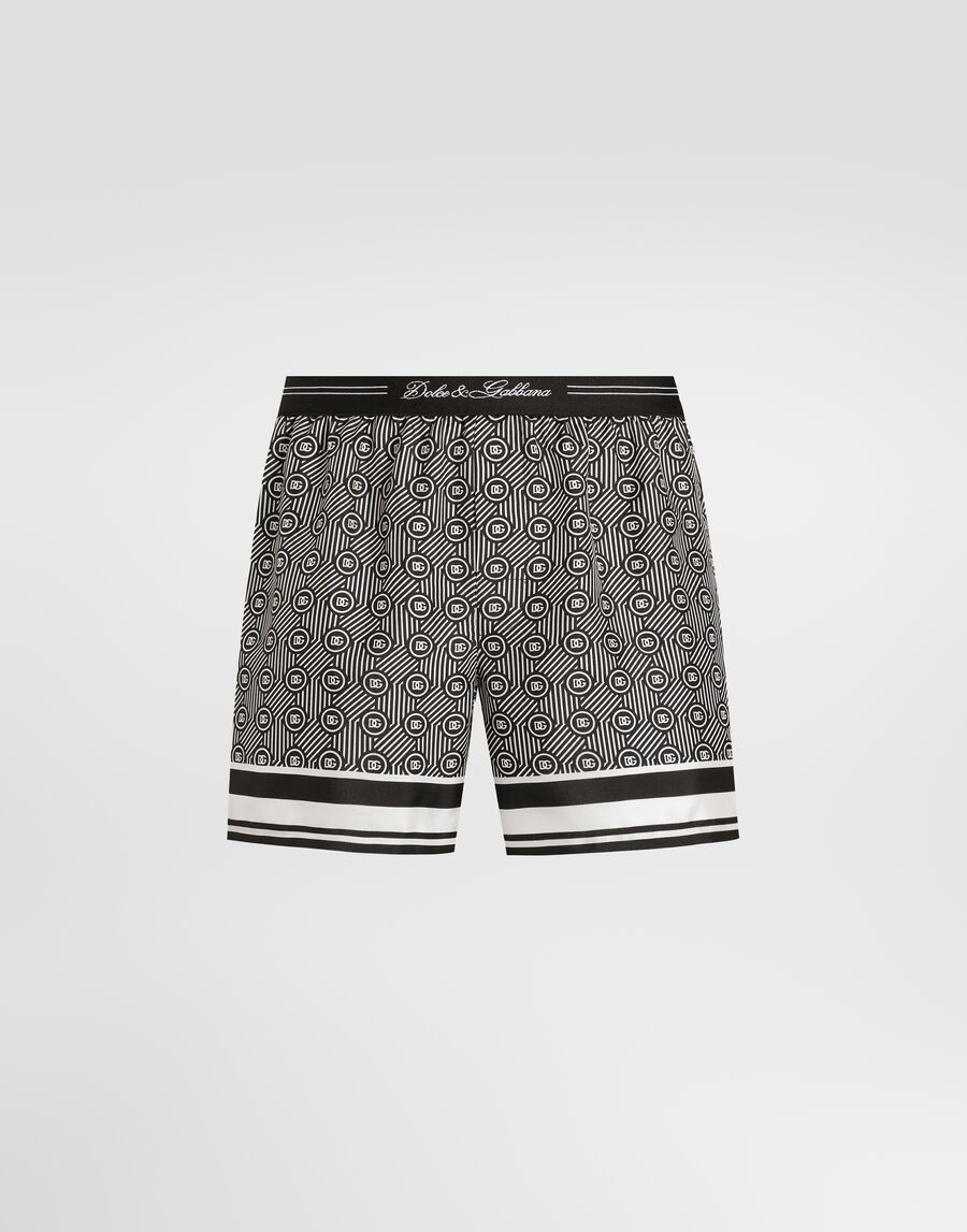 Printed silk twill boxer shorts