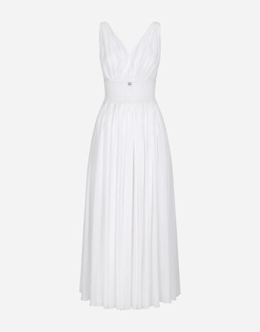 Dolce & Gabbana V-neck midi dress in silk georgette Print F6GAZTHS5Q0