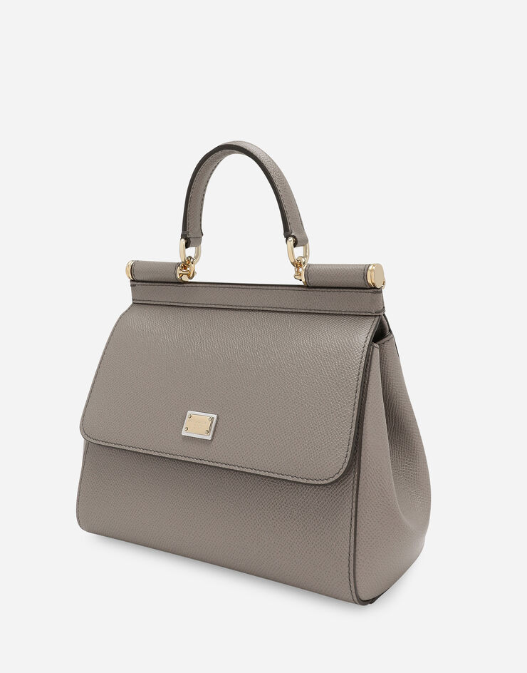 Dolce & Gabbana حقيبة يد سيسيلي متوسطة من جلد دوفين بيج BB6003B1001