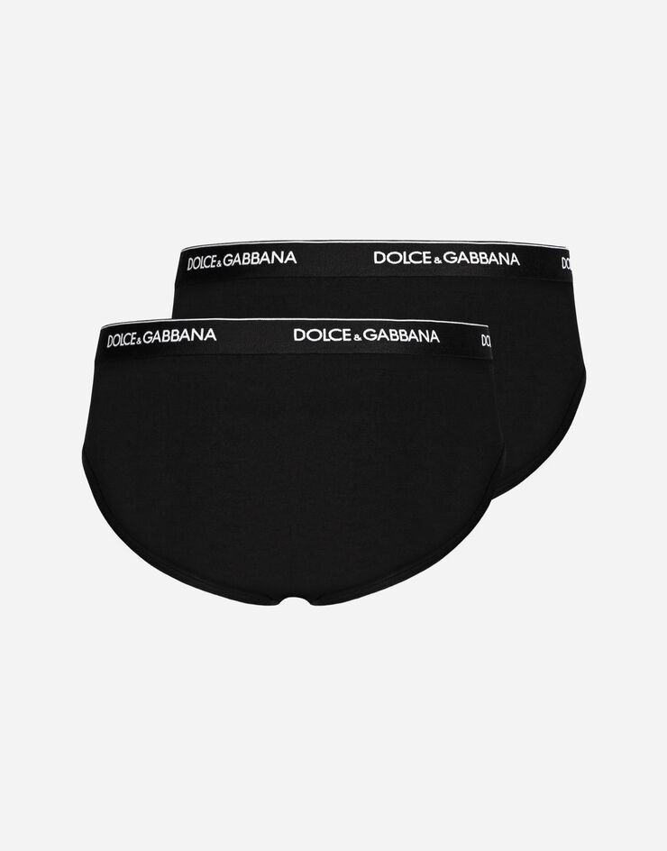 Dolce & Gabbana Bi-pack mid briefs in stretch cotton Black N9A03JO0025