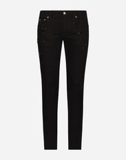 Dolce & Gabbana Stretch skinny jeans with rhinestone embroidery Multicolor GY07LDG8HD1