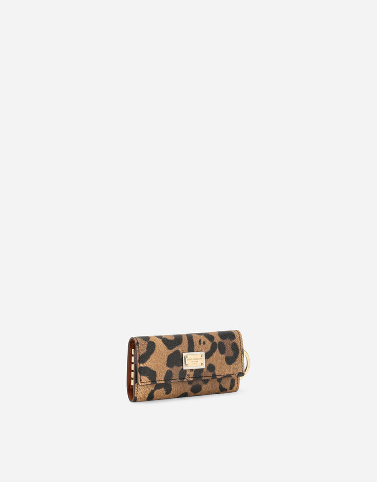 Dolce & Gabbana Porte-clés en crespo à imprimé léopard avec plaquette à logo Multicolore BI1362AW384
