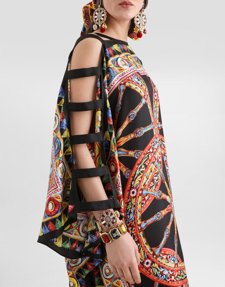 Dolce & Gabbana Carretto-print twill kaftan dress Multicolor F623ETGDDZE