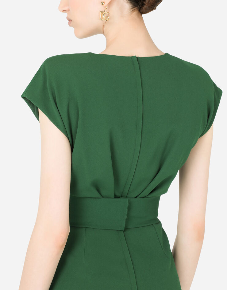 Dolce & Gabbana Abito lungo in cady con spacco laterale Verde F6K3TTFUIAH