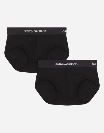 Dolce & Gabbana Bi-pack slip in jersey con elastico logato Black L4J702G7OCU