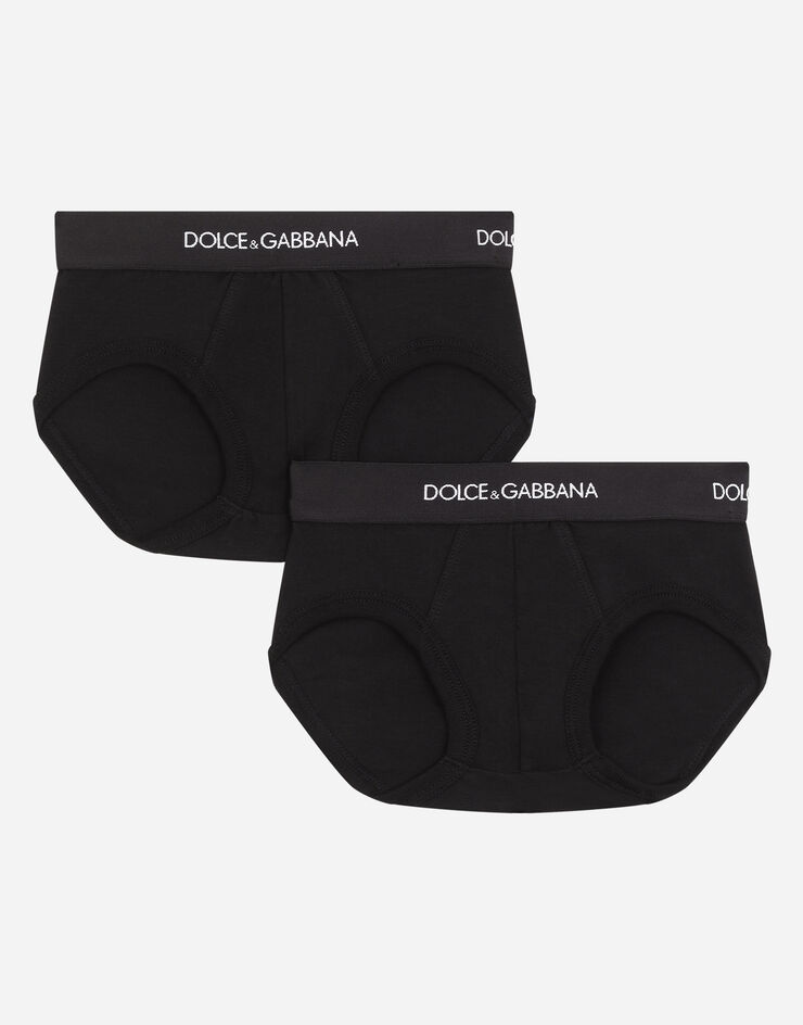 Dolce & Gabbana Zweierpack Slips aus Jersey mit Logo-Gummizug SCHWARZ L4J700G7OCT