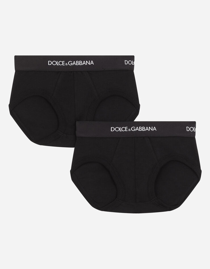 Dolce & Gabbana Lot de deux slips en jersey avec élastique à logo Noir L4J700G7OCT