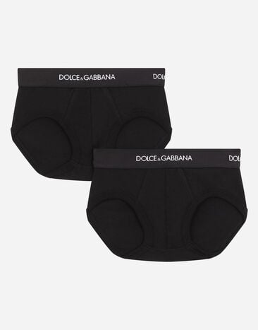 Dolce & Gabbana 徽标弹力饰带平纹针织三角裤（两件入） 黑 L4J702G7OCU