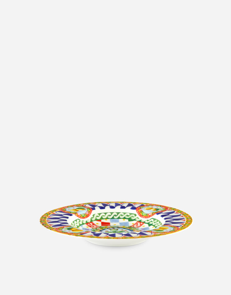 Dolce & Gabbana Set 2 Soup Plates in Fine Porcelain Multicolor TC0S05TCA07