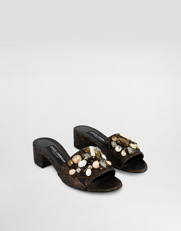 Dolce & Gabbana Jacquard sandals with stone embroidery Multicolor CR1994C9T46