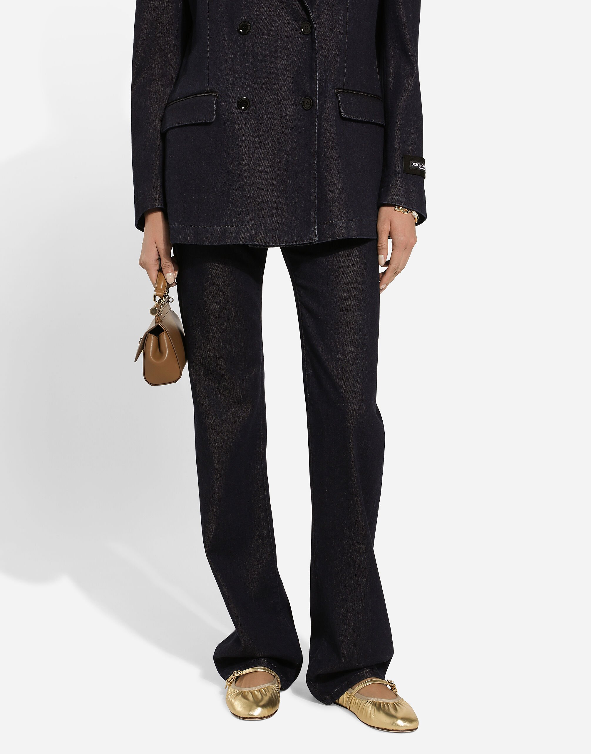 【美品】DOLCE&GABBANA ブラックデニム 38 ロゴ金具 コットン