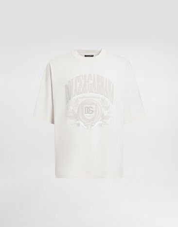 Dolce & Gabbana T-shirt en coton à logo Crème G8SH6ZG7O2H