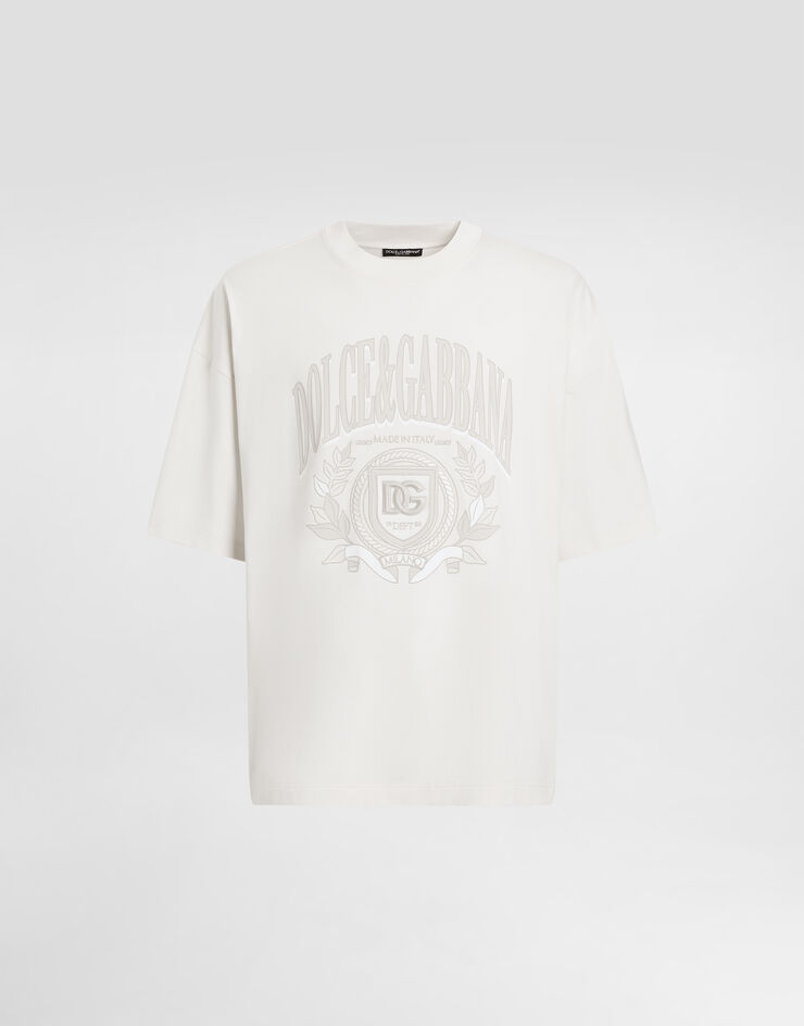 Dolce & Gabbana Camiseta de algodón con logotipo Nata G8SH6ZG7O2H