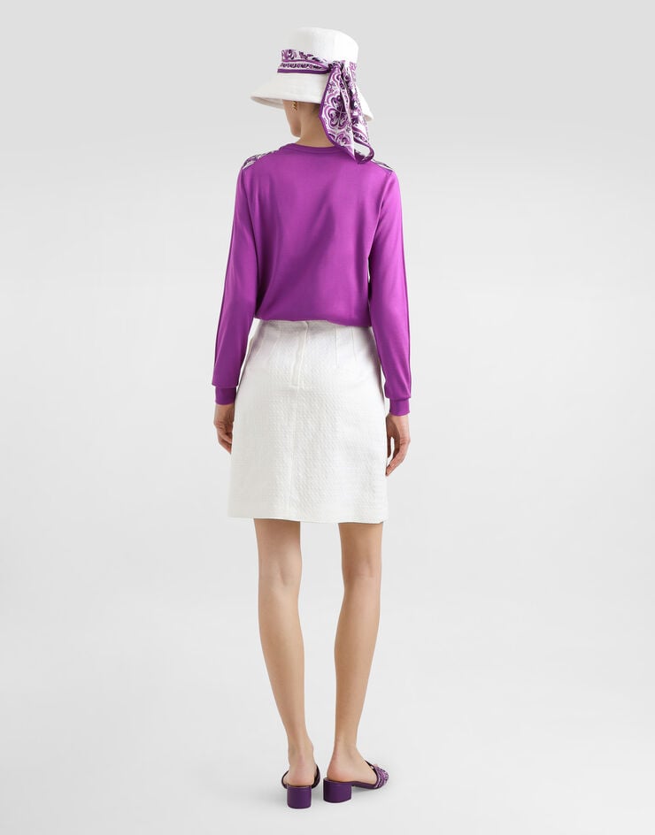 Dolce & Gabbana Stretch mat mini skirt White F4C7ETFU9AU