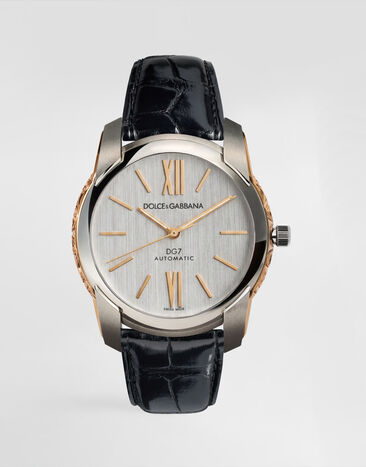 Dolce & Gabbana Reloj DG7 en acero con laterales grabados en oro Plateado/Negro WWEE1MWWS10
