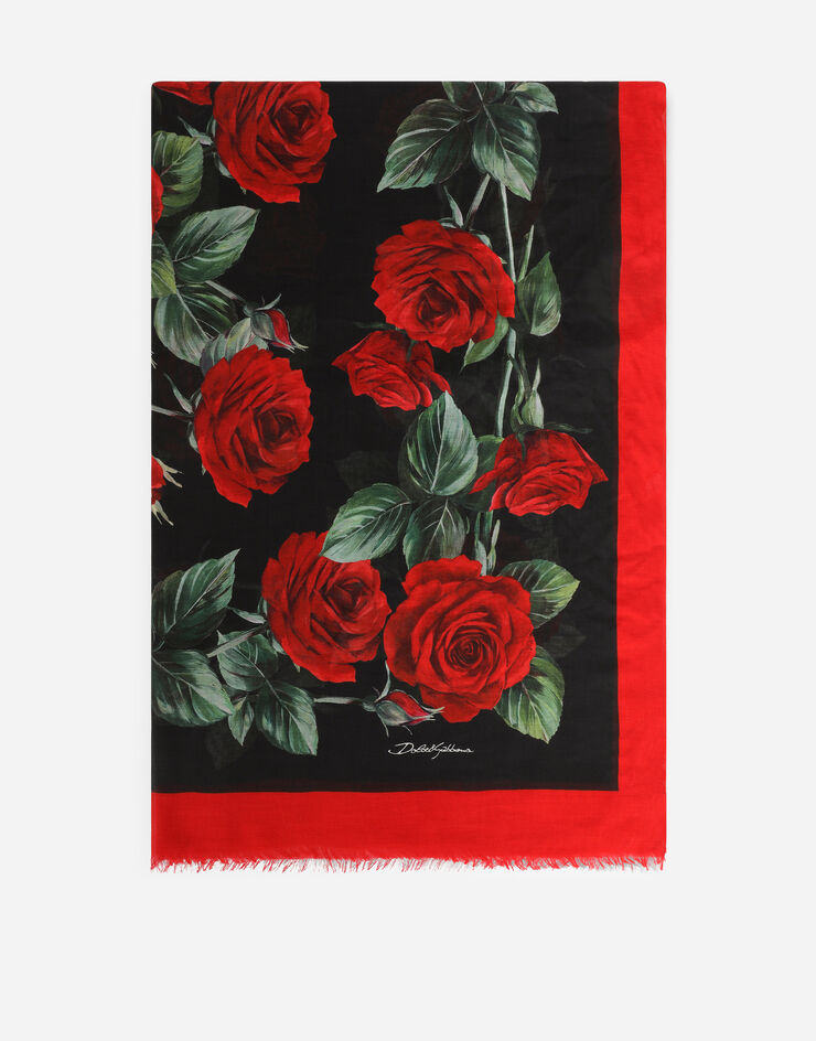 Dolce & Gabbana Rose-print cashmere and modal scarf (135 x 200) Multicolor FS184AG3SF2
