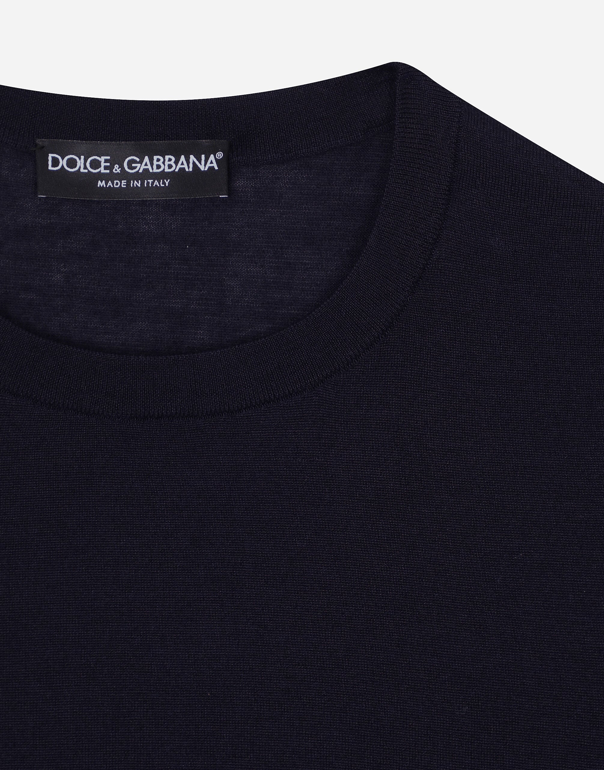 Silk and cashmere round-neck sweater in Blue for Men