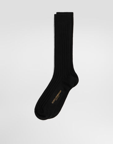 Dolce & Gabbana Calzini in lana a coste Nero FXP07TJGMGM