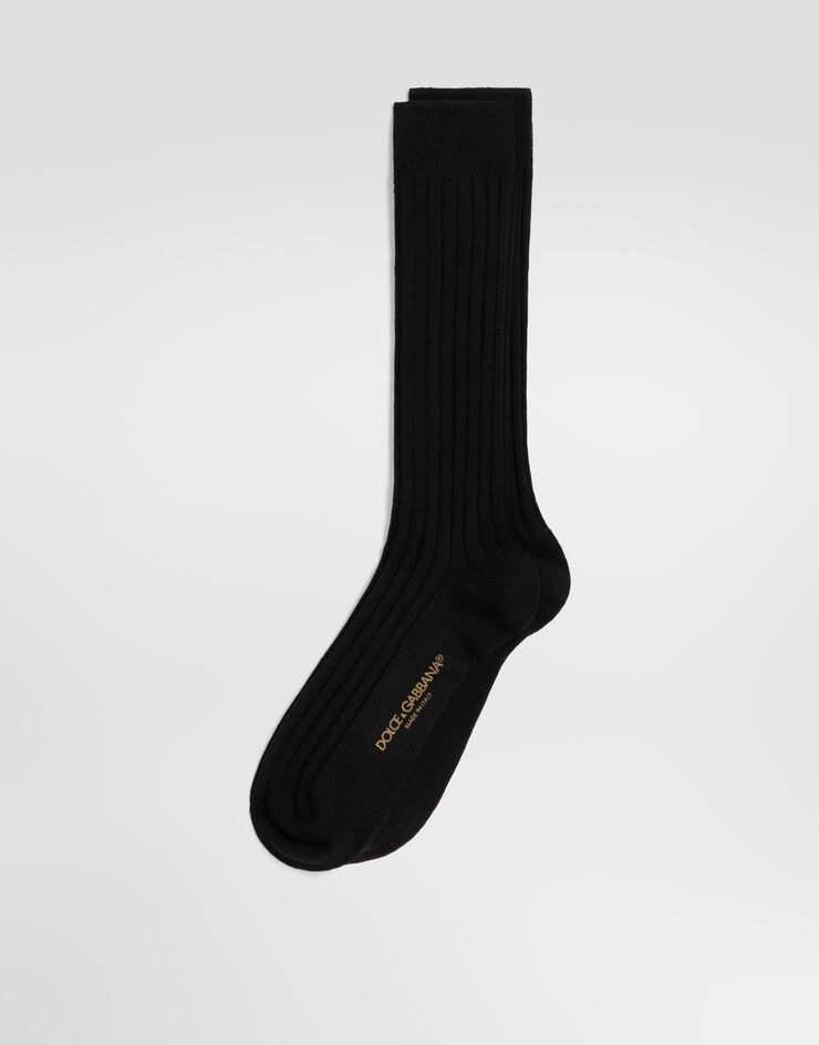 Dolce & Gabbana Calzini in lana a coste Nero FXP07TJGMGM