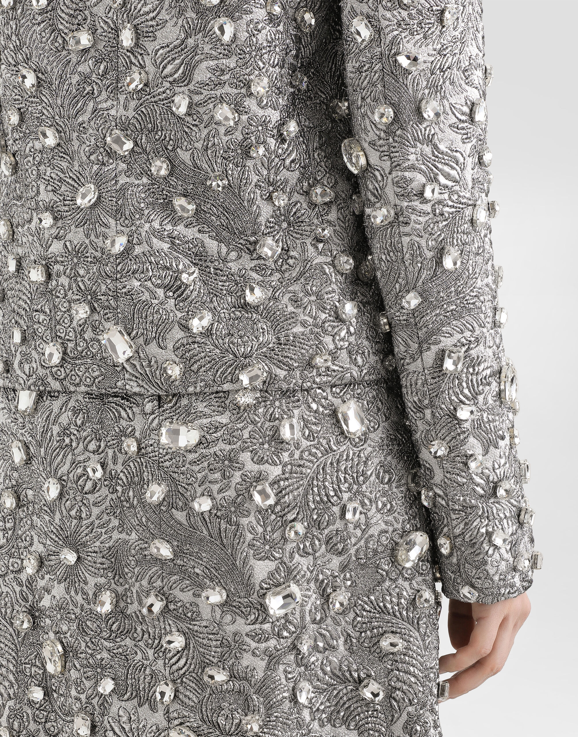 Single-breasted embroidered jacket with stones in Multicolor for