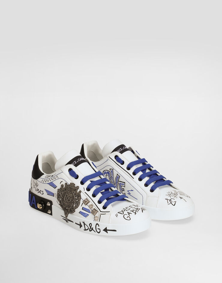 Dolce & Gabbana Calfskin Portofino sneakers with patch Multicolor CS1772AH494