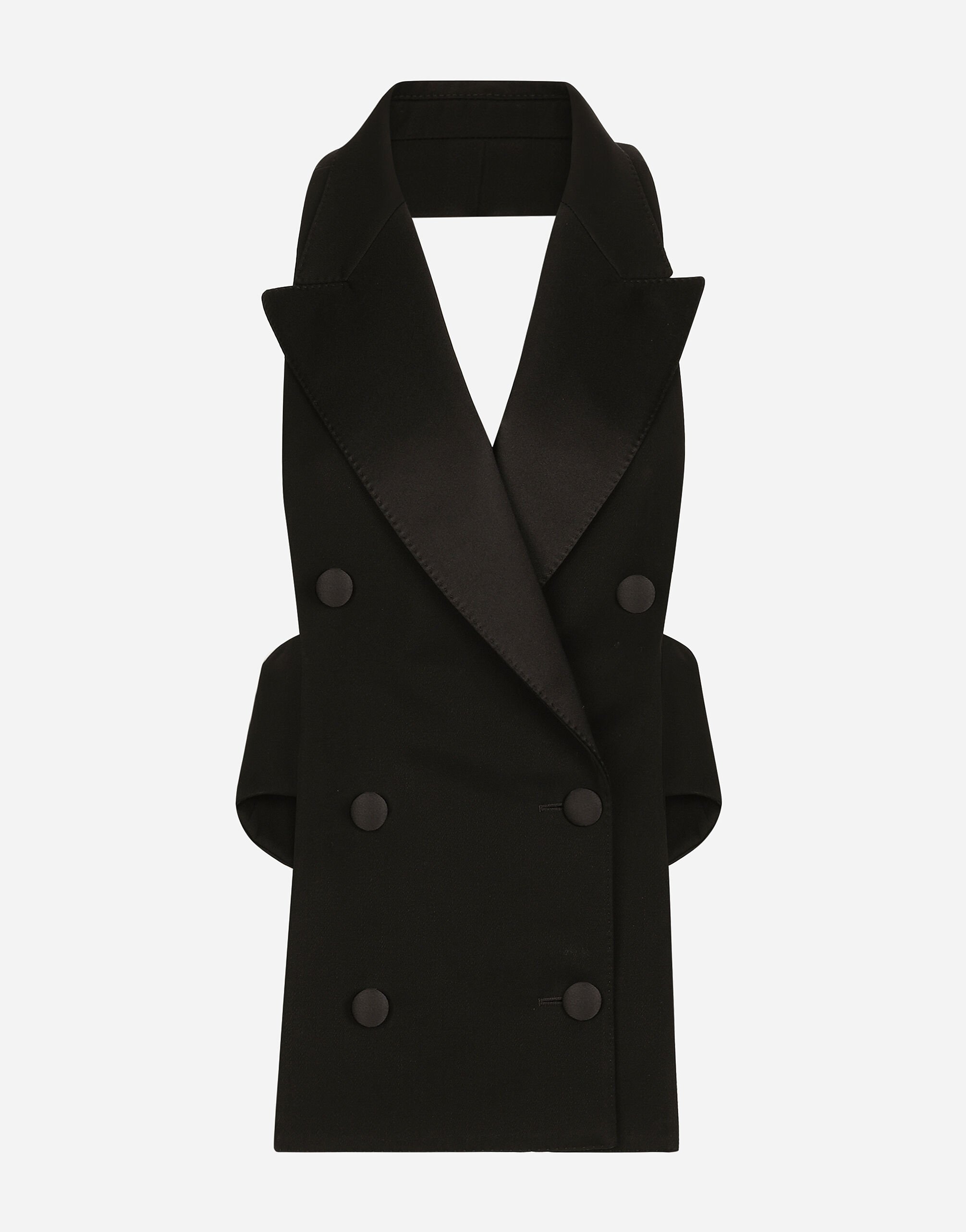 Dolce & Gabbana Double-breasted wool gabardine waistcoat Black F27AGTFMTAC