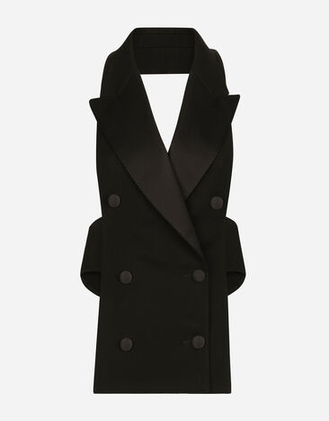 Dolce & Gabbana Chaleco de botonadura doble en gabardina de lana Negro F79DETFU28J