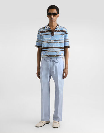 Dolce & Gabbana Striped cotton jacquard polo shirt Multicolor GXZ91TJBCHC