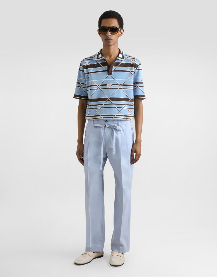 Dolce & Gabbana Striped cotton jacquard polo shirt Multicolor GXZ91TJBCHC