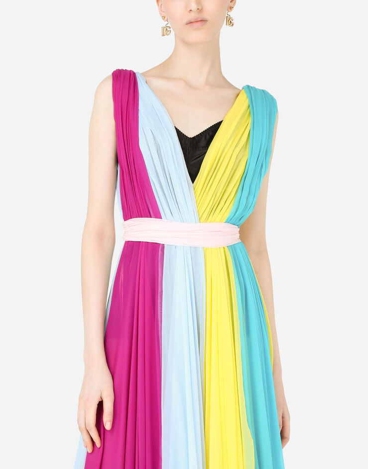 Dolce & Gabbana Long multi-colored chiffon dress Multicolor F6L0DTGDX97