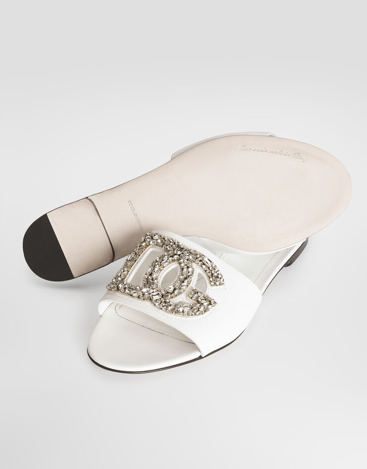 Dolce & Gabbana Flat slides in calfskin with embroidery Multicolor CQ0697A0407