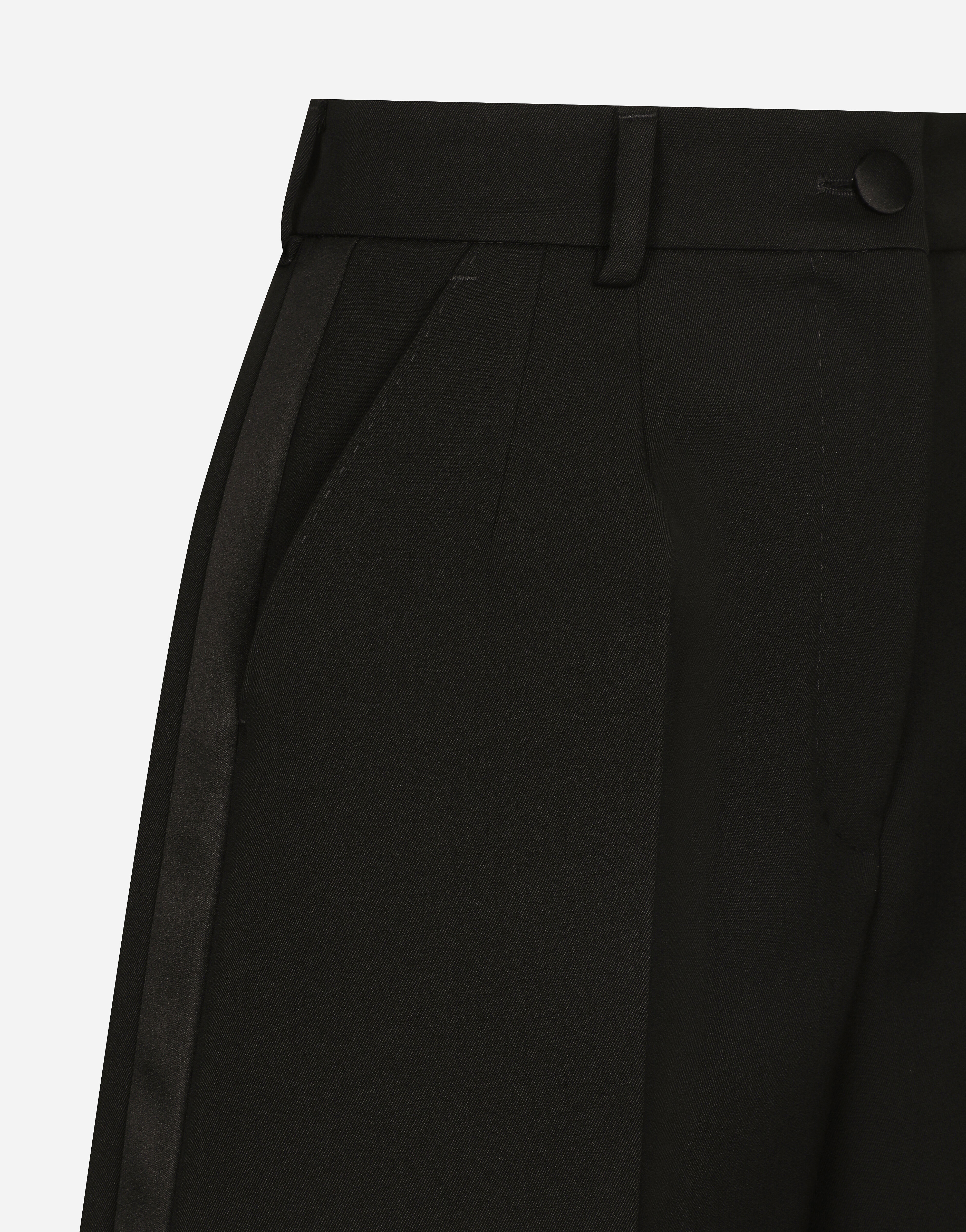 Wool gabardine tuxedo shorts in Black for Women