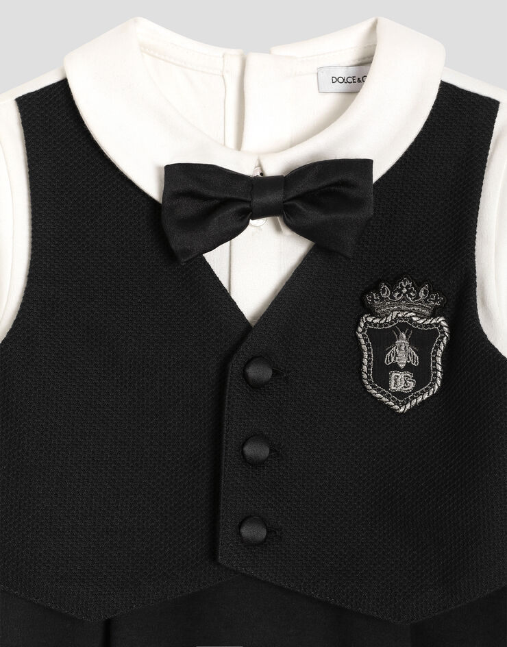 Dolce & Gabbana Interlock and jersey romper with embroidery Multicolor L1JOBPG7PMP