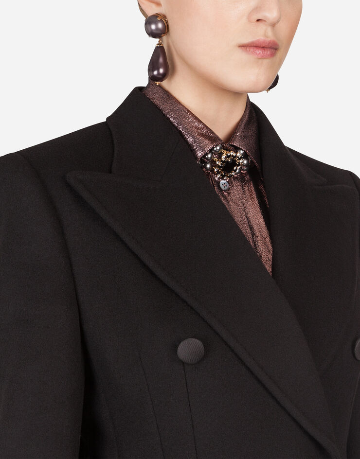 Dolce & Gabbana Double-breasted woolen cloth belted coat ЧЕРНЫЙ F0Y52TFU2H5