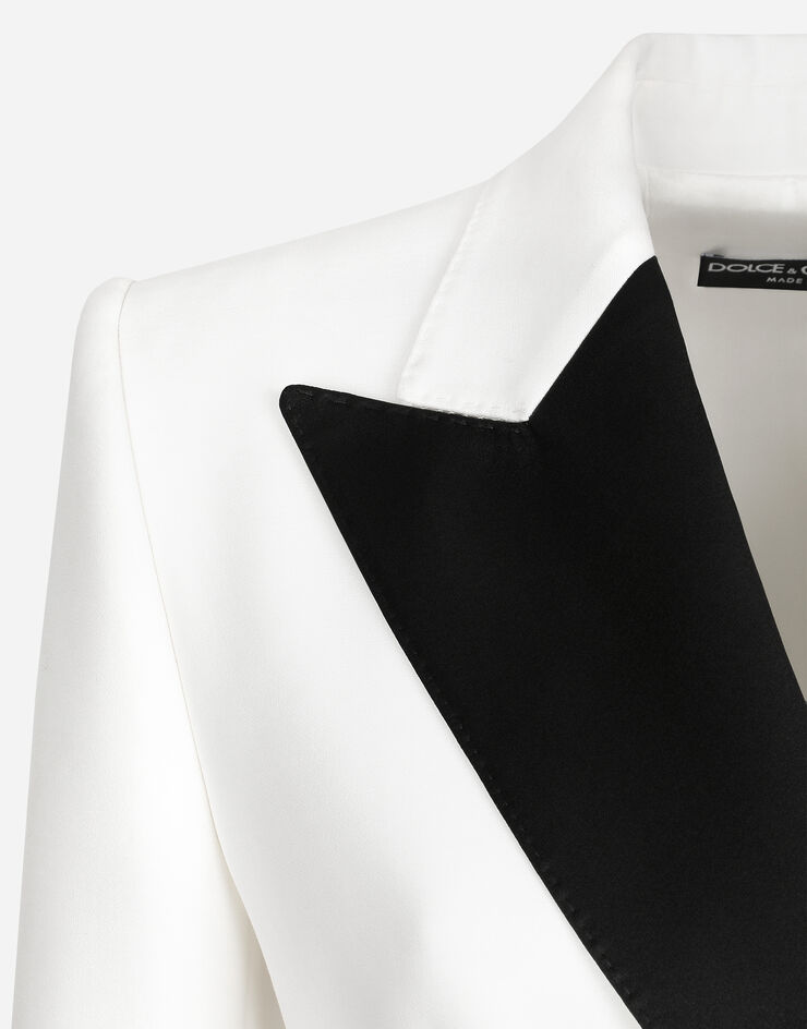 Dolce & Gabbana Double-breasted faille Turlington tuxedo blazer White F29YMTFU3R1