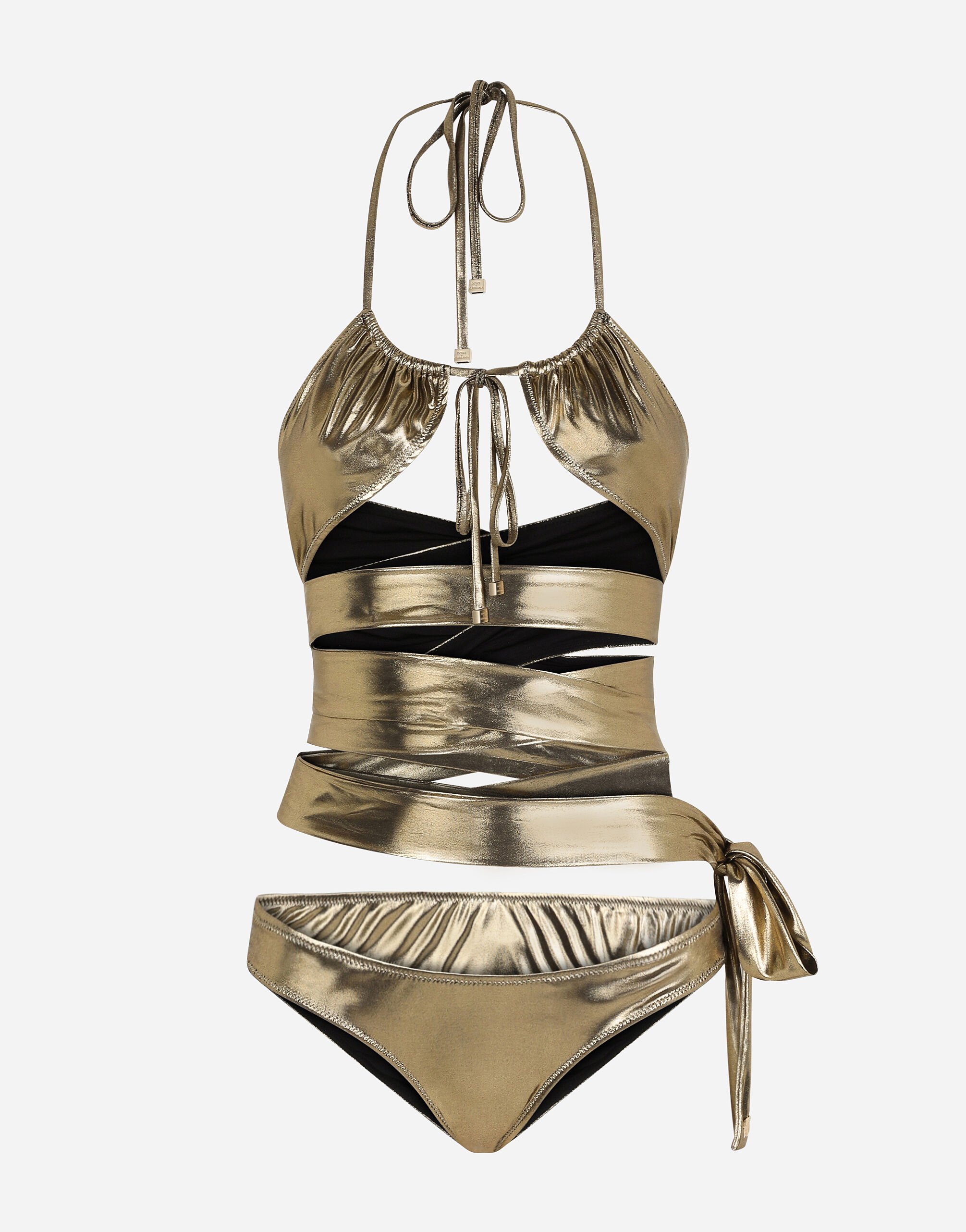 Dolce & Gabbana Bikini with wraparound lace ties Gold O8B37JFUSOZ