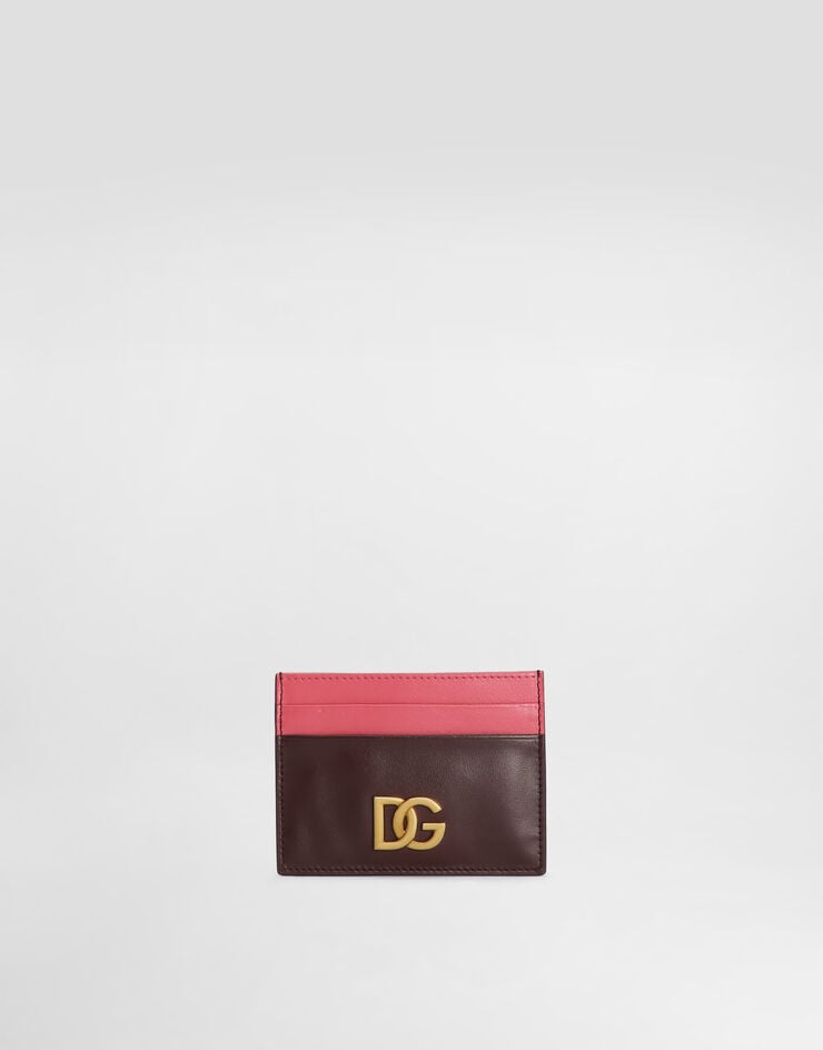 Dolce & Gabbana Tarjetero en piel de becerro con logotipo DG Burdeos BI0330A9M75