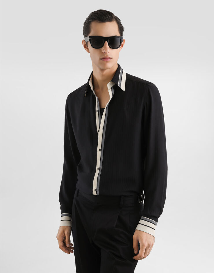 Dolce & Gabbana Hemd Martini aus Jacquard mit Logo-Print und Streifenmuster Multicolor G5ML1THI11T