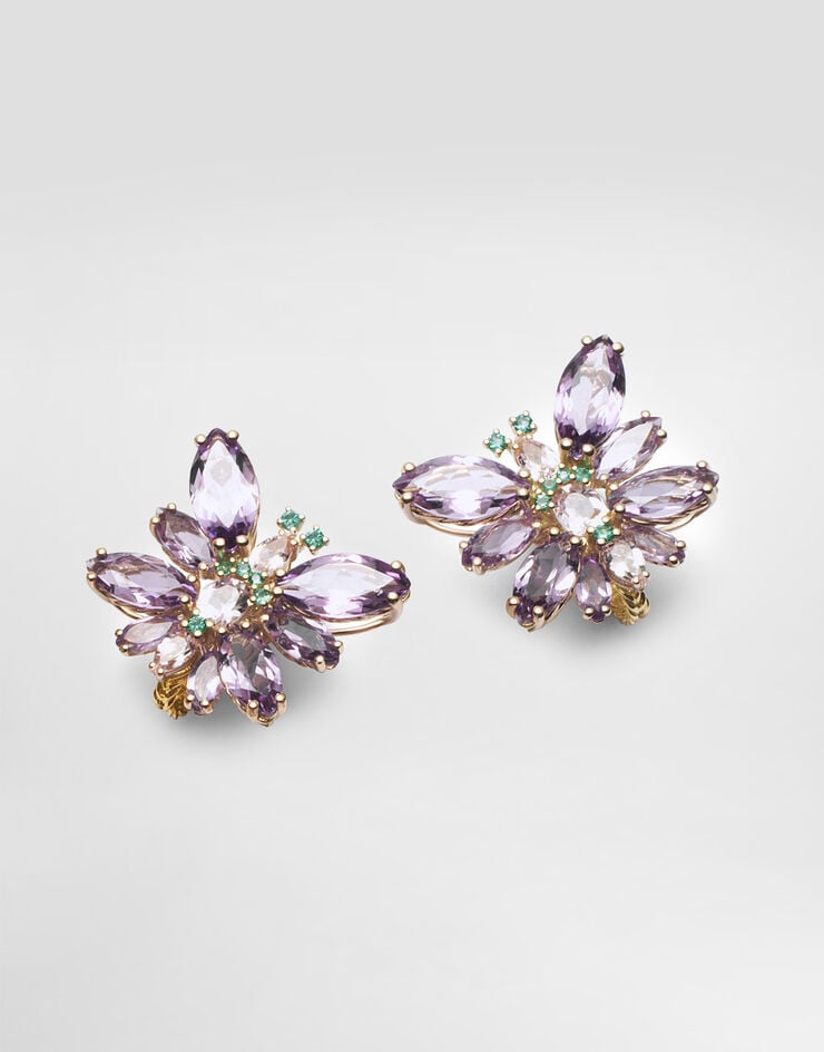 Dolce & Gabbana Butterfly Earrings 18-carat yellow gold, amethysts, morganites, and emeralds Gold WEJI3GWAM03