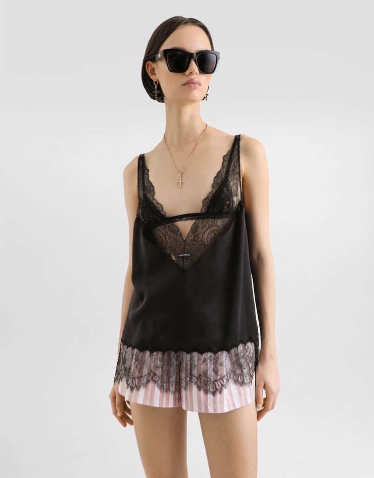 Dolce & Gabbana Top en satin de soie Dolce & Gabbana Top en satin de soie Black F7BN5TFU1AU