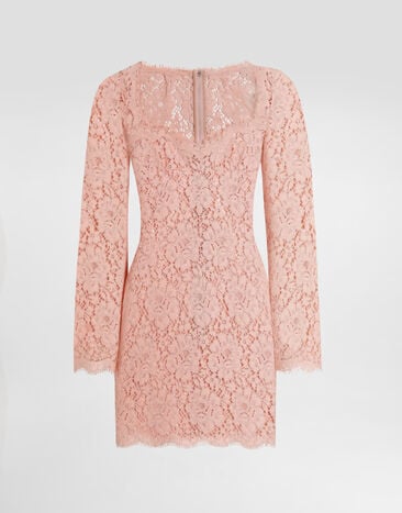 Dolce & Gabbana Vestido en encaje cordonetto Pink F60HQTHLM0M