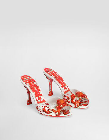 Dolce & Gabbana Mule en brocart imprimé majolique avec broderies Multicolor CR1995AB826