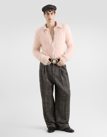 Dolce & Gabbana Chemise à effet mohair Marron GXVBOTJGMMI