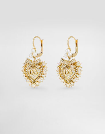 Dolce & Gabbana Devotion Earrings 18kt yellow gold and diamonds Gold WEND1KWYEDW
