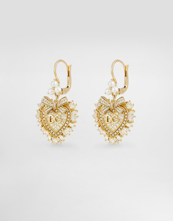 Dolce & Gabbana Pendientes Devotion de oro amarillo de 18 quilates y diamantes Dorado WEND1KWYEDW