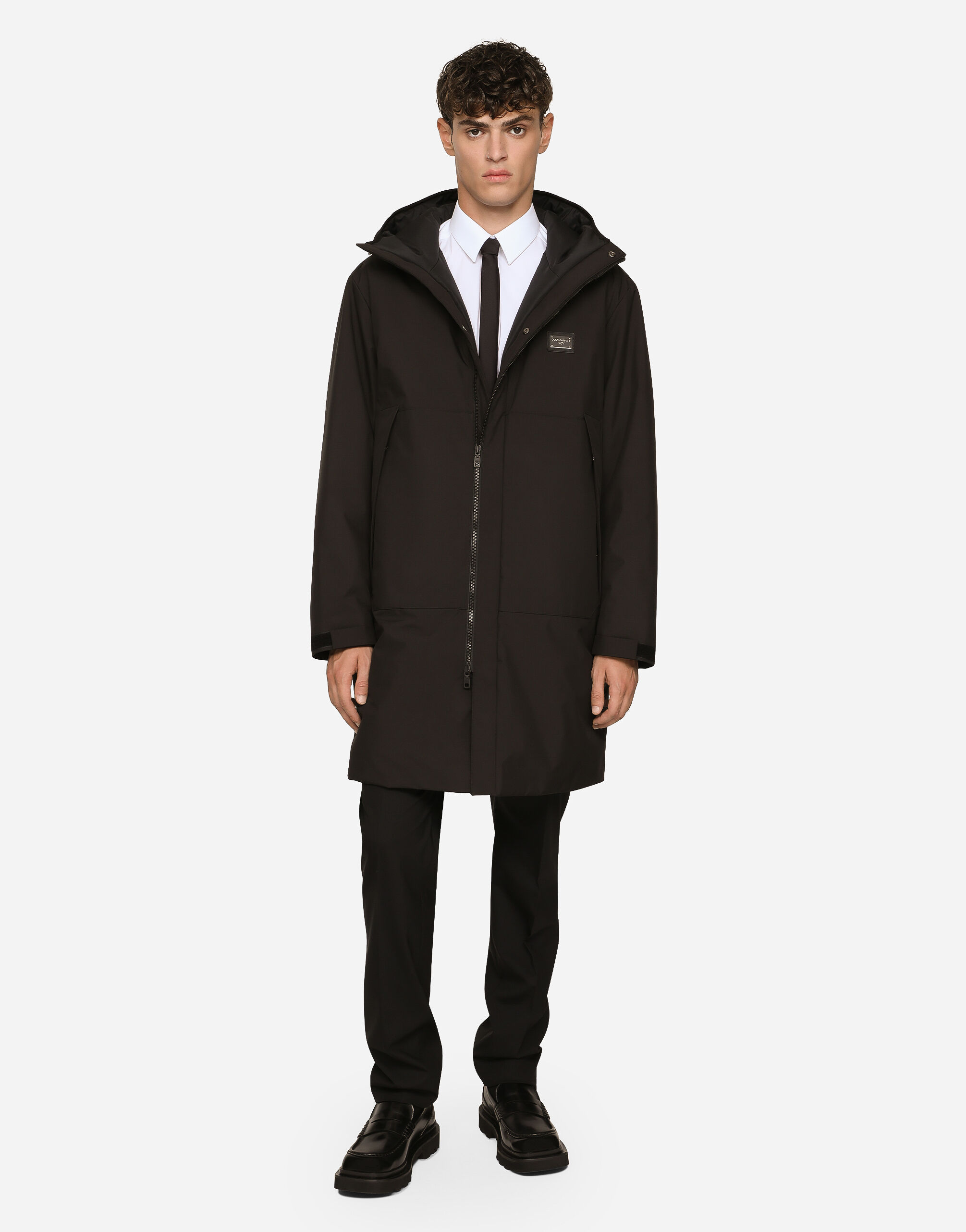 パーカー・フーディ Dolce & Gabbana SS25 (G9IF0T G7JYXN0000) Nylon parka with hood and branded tag in Black for Men