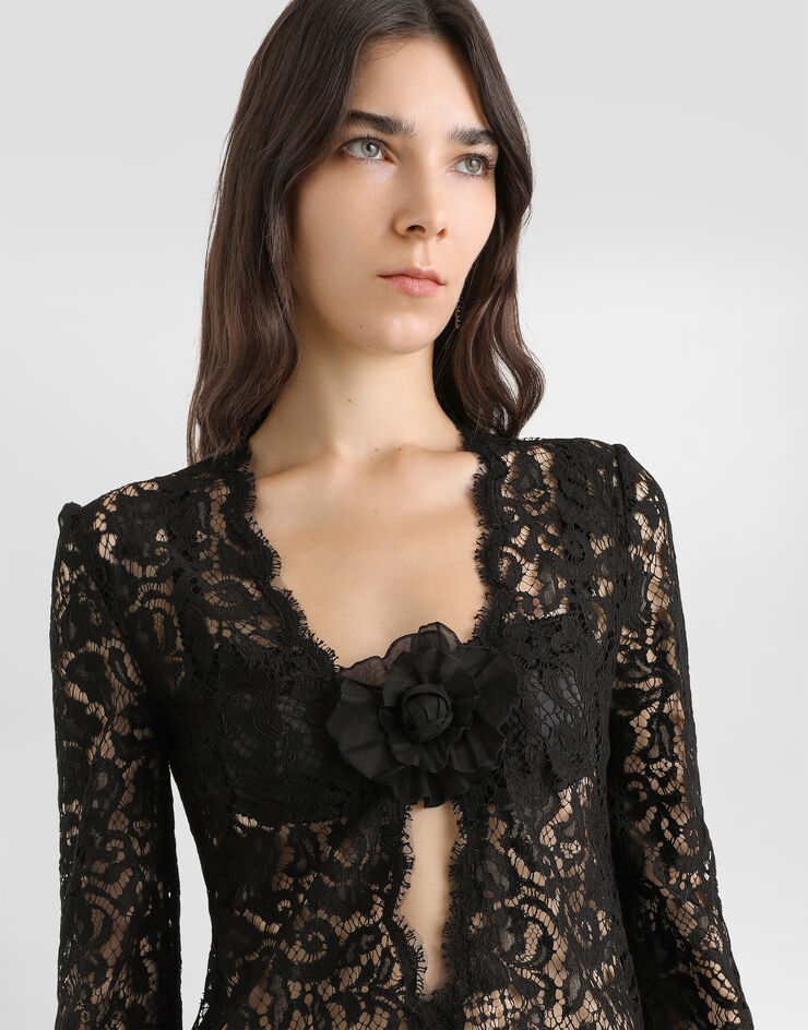 Dolce & Gabbana Short cordonetto lace dress Black F6TNPTHLMTB