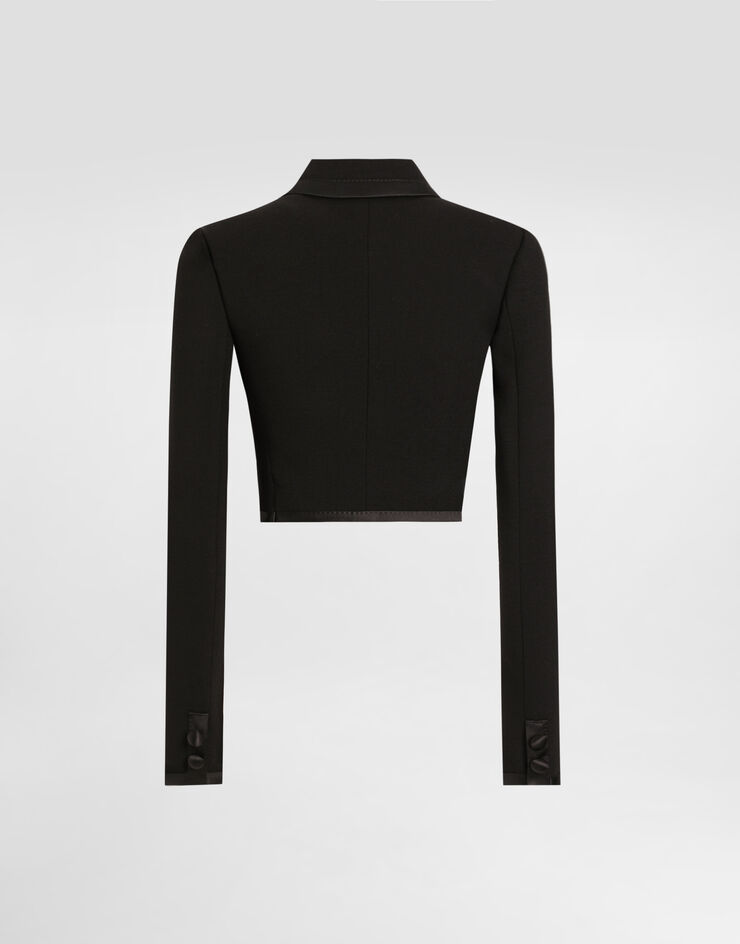 Dolce & Gabbana Short double-breasted wool crepe jacket Black F27EHTFUBD2