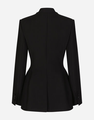 Dolce&Gabbana Long single-breasted wool cady Dolce-fit jacket Black F26W6THUMTB